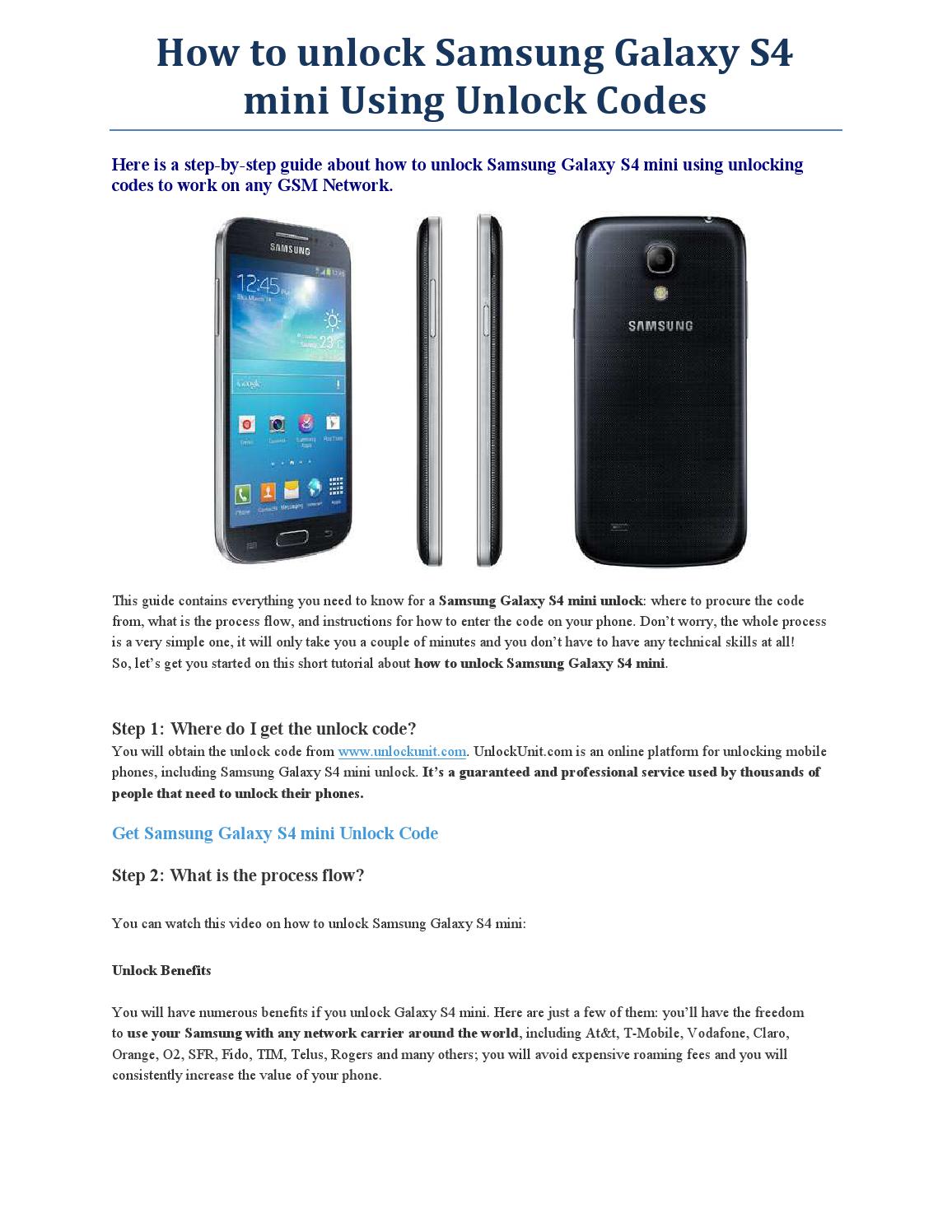 Free Unlock Code For Galaxy S4 Mini